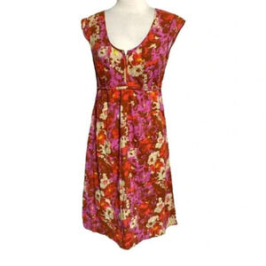 Eddie‎ Bauer 4 floral cap sleeve cotton midi dress
